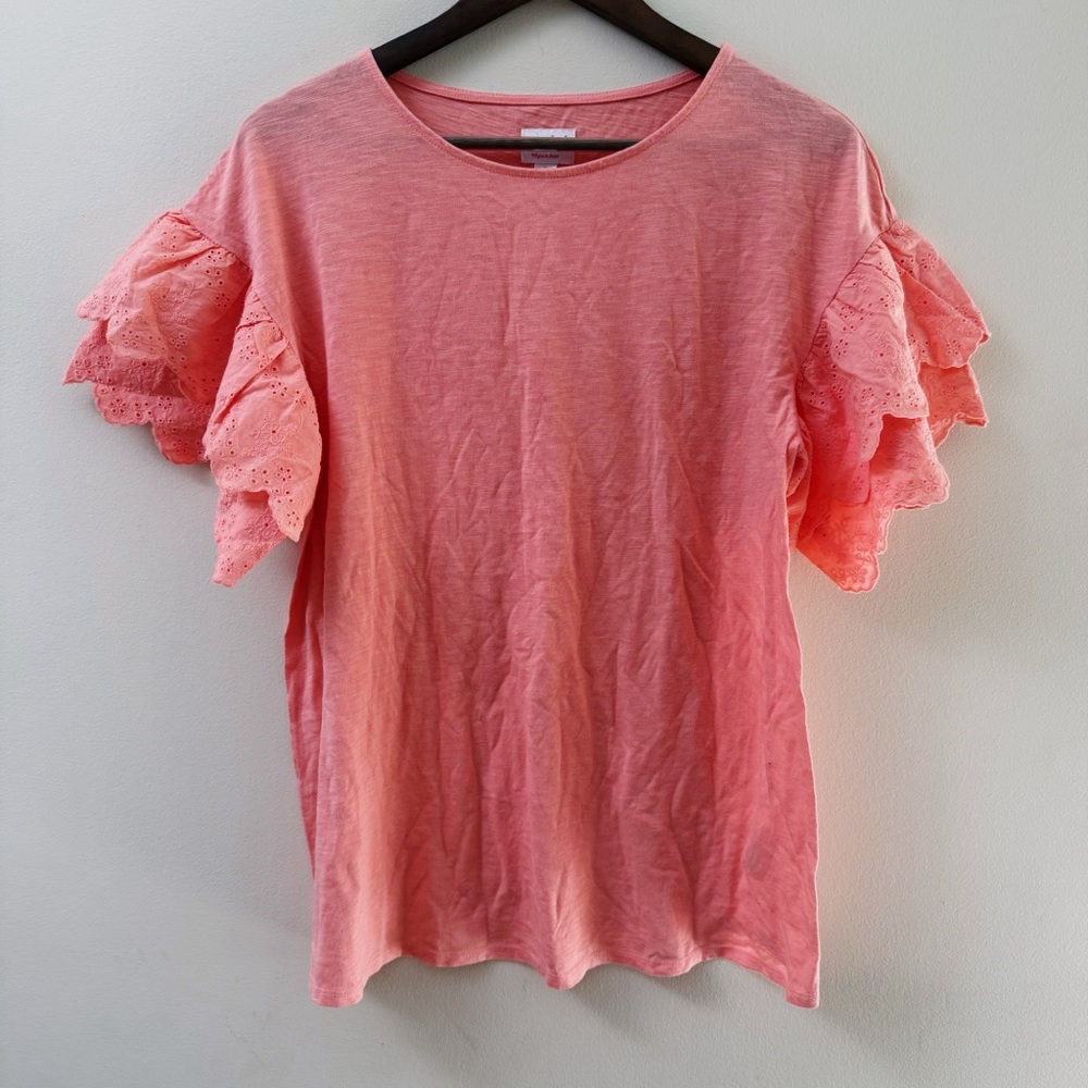 Isabel Maternity Pink Ruffle Sleeve Top